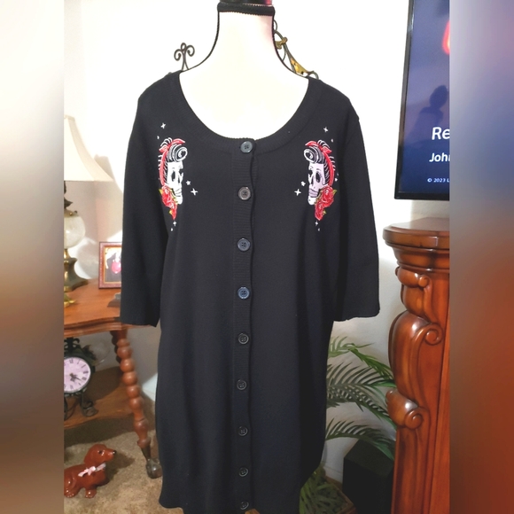 NWT Torrid Pin-up Rockabilly Skull Button Down Cardigan Size 3 - Picture 5 of 8